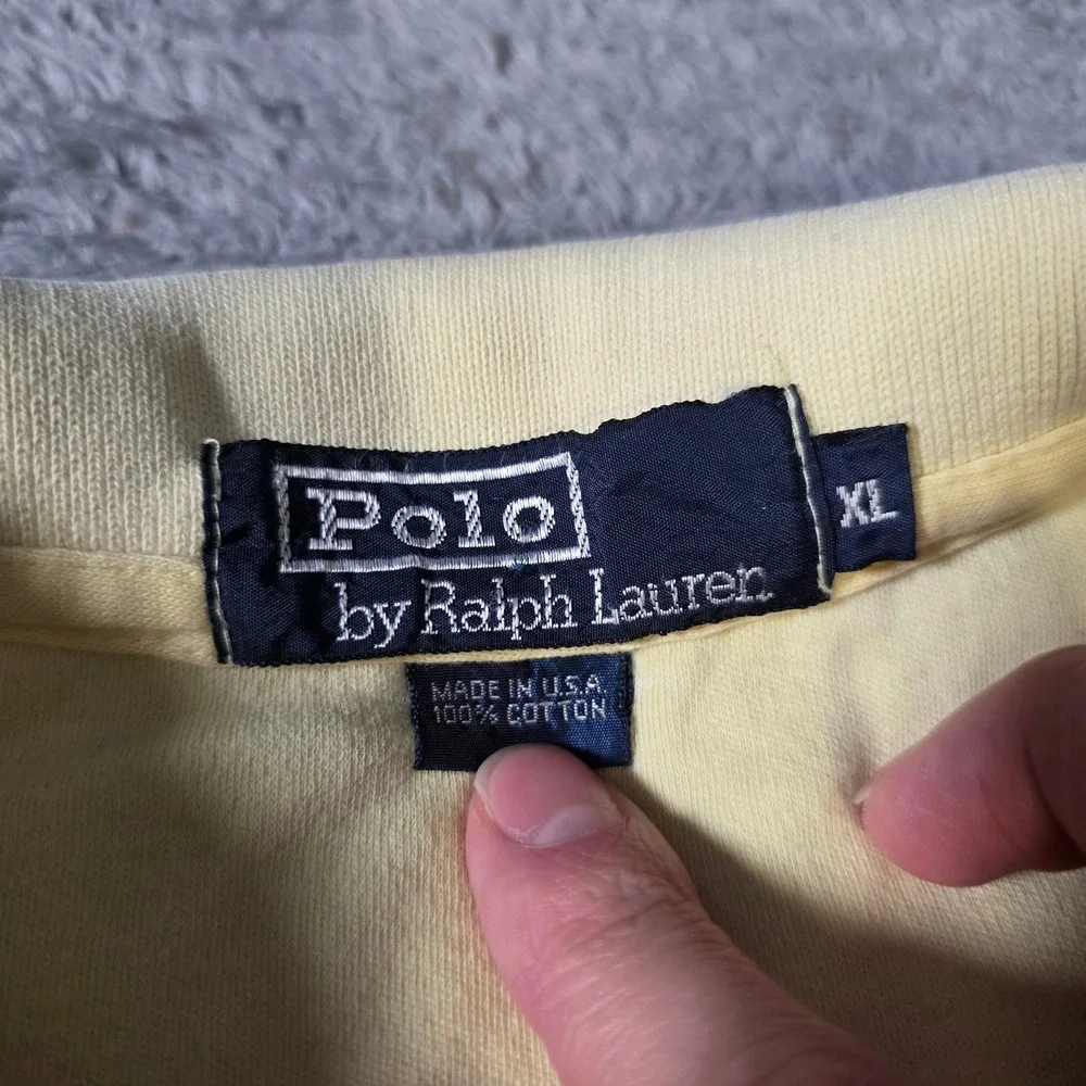 Polo Ralph Lauren Mens XL Polo Shirt Yellow Made in USA Cotton Short Sleeve Pony